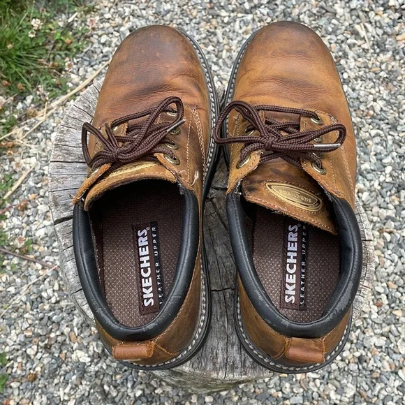 Skechers Leather Upper Balance Men’s Shoes - Picture 7 of 9